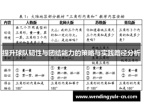 提升球队韧性与团结能力的策略与实践路径分析